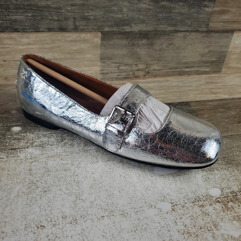 Mary Jane Silver Metallic Buckle Loafers